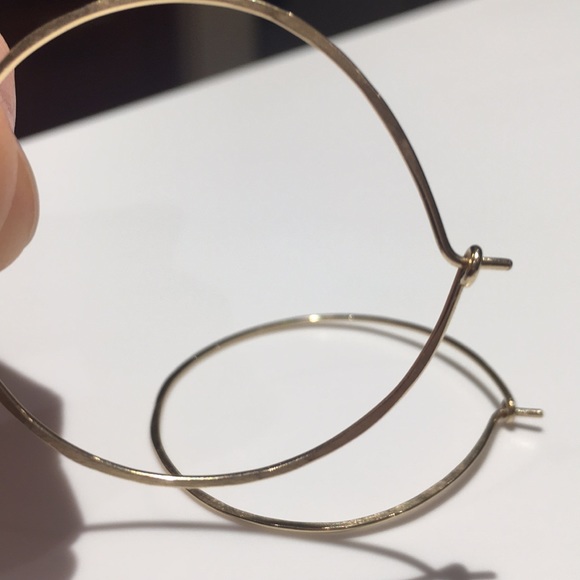 Handmade Hammered Gold Hoops - Picture 2 of 4